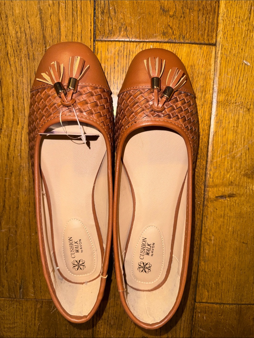 Cushion Walk by Avon Women's Tan Woven Tassel Ballet Flats